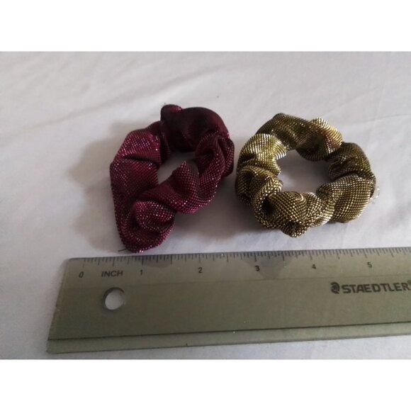 Metallic Mesh Hair Scrunchies Set Of 2 - Picture 2 of 3